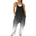 thumbnail image 1 of WXLWZYWL Women's Jumpsuits Summer V Neck Sleeveless Overalls Stretchy Adjustable Spaghetti Strap Romper with Pockets 2024 Loose Fit Overalls Wide Leg Jumpsuit Harem Bib Overalls, 1 of 4