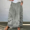 thumbnail image 1 of WXLWZYWL Women's Linen Maxi Skirt with Pockets - Floral Print Casual Elastic Waistband Flared Long Skirt 2024 Fall Fashion, 1 of 5