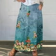 thumbnail image 1 of WXLWZYWL Women's Linen Maxi Skirt with Pockets - Floral Print Casual Elastic Waistband Flared Long Skirt 2024 Fall Fashion, 1 of 5