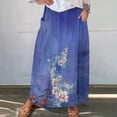 thumbnail image 1 of WXLWZYWL Women's Linen Maxi Skirt with Pockets - Floral Print Casual Elastic Waistband Flared Long Skirt 2024 Fall Fashion, 1 of 5