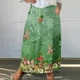 thumbnail image 1 of WXLWZYWL Women's Linen Maxi Skirt with Pockets - Floral Print Casual Elastic Waistband Flared Long Skirt 2024 Fall Fashion, 1 of 5