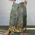 thumbnail image 1 of WXLWZYWL Women's Linen Maxi Skirt with Pockets - Floral Print Casual Elastic Waistband Flared Long Skirt 2024 Fall Fashion, 1 of 5