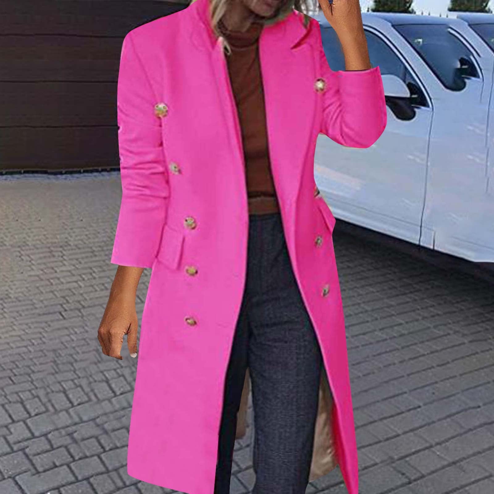 WXLWZYWL Women s Long Overcoat Wool Notched Lapel Double Breasted Coats Wxlwzywl women s long overcoat wool notched lapel double breasted coats