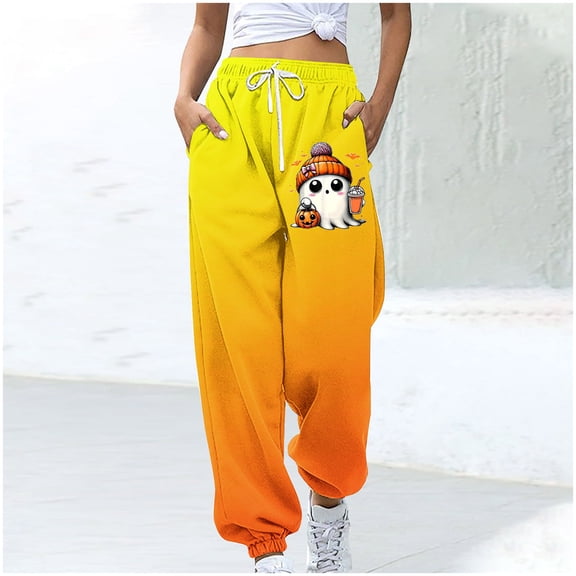 WXLWZYWL Women's Loose Sweatpants Cinch Bottom Comfortable Fleece High-Waisted Gradient Jogging Pants Gym Athletic Fit Lounge Trousers