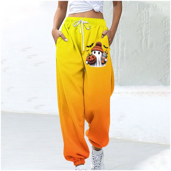 WXLWZYWL Women's Loose Sweatpants Cinch Bottom Comfortable Fleece High-Waisted Gradient Jogging Pants Gym Athletic Fit Lounge Trousers