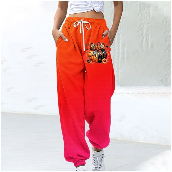 WXLWZYWL Women's Loose Sweatpants Cinch Bottom Comfortable Fleece High-Waisted Gradient Jogging Pants Gym Athletic Fit Lounge Trousers