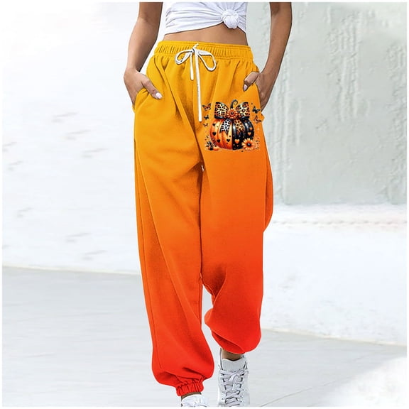 WXLWZYWL Women's Loose Sweatpants Cinch Bottom Comfortable Fleece High-Waisted Gradient Jogging Pants Gym Athletic Fit Lounge Trousers