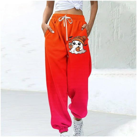 WXLWZYWL Women's Loose Sweatpants Cinch Bottom Comfortable Fleece High-Waisted Gradient Jogging Pants Gym Athletic Fit Lounge Trousers