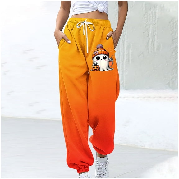 WXLWZYWL Women's Loose Sweatpants Cinch Bottom Comfortable Fleece High-Waisted Gradient Jogging Pants Gym Athletic Fit Lounge Trousers