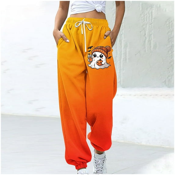 WXLWZYWL Women's Loose Sweatpants Cinch Bottom Comfortable Fleece High-Waisted Gradient Jogging Pants Gym Athletic Fit Lounge Trousers