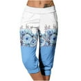 thumbnail image 1 of WXLWZYWL Women's Lounge Capris Plus Size Summer Casual Fit Elastic Waisted Cropped Trousers Print Lightweight Comfy Joggers Pants knee Length Hiking Pants with Pockets, 1 of 5
