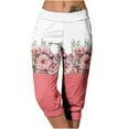 thumbnail image 1 of WXLWZYWL Women's Lounge Capris Plus Size Summer Casual Fit Elastic Waisted Cropped Trousers Print Lightweight Comfy Joggers Pants knee Length Hiking Pants with Pockets, 1 of 5