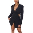 thumbnail image 1 of WXLWZYWL Women's Mini Dress Cutout Waist Blazer Dresses, Double Breasted Long Sleeve V Neck Suit Jacket Mini Dress, 1 of 6