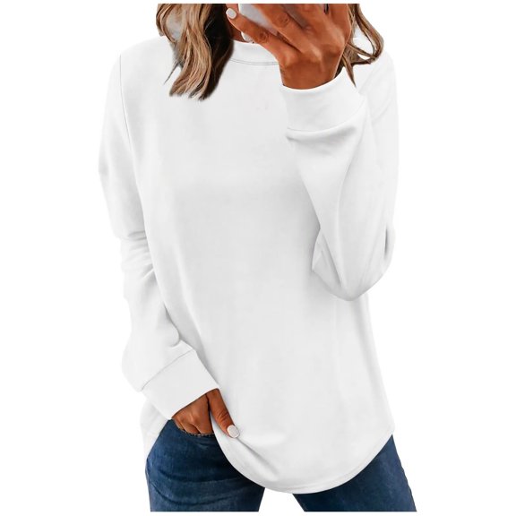 WXLWZYWL Women's Oversized Sweatshirt Crewneck Long Sleeve Plain Tops Fall Winter Loose Fit Lounge Pullover Top