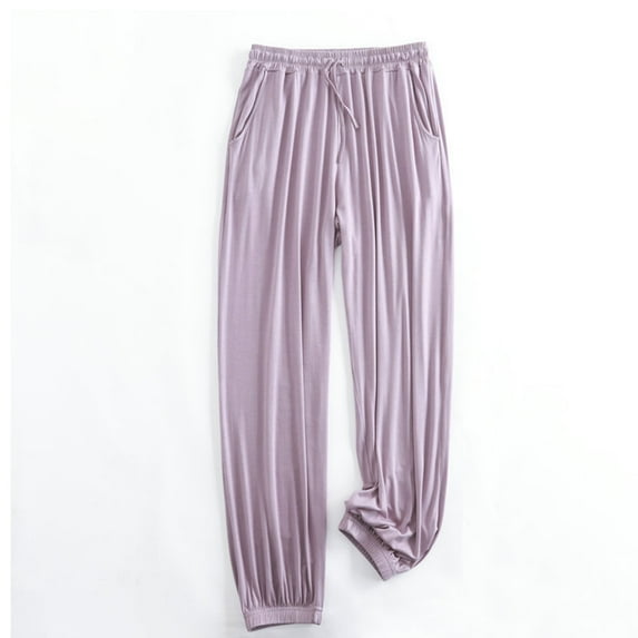 WXLWZYWL Women's Pajama Bottoms with Pockets Comfortable Lounge Pajama Pants Solid Color Elastic Waistband