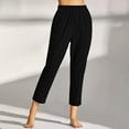 thumbnail image 1 of WXLWZYWL Women's Pants Size Pull On Elastic Waistband Petite Soft Viscose Pajama Pants with Pockets 2024 Summer Fall Linen Loose Fit Straight Leg Basic Pants, 1 of 6