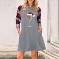 thumbnail image 1 of WXLWZYWL Women's Plus Size Christmas Dresses Cute Wine Glasses Graphic Color Contrast Long Sleeve Crewneck Tunics Shift Dress, 1 of 4