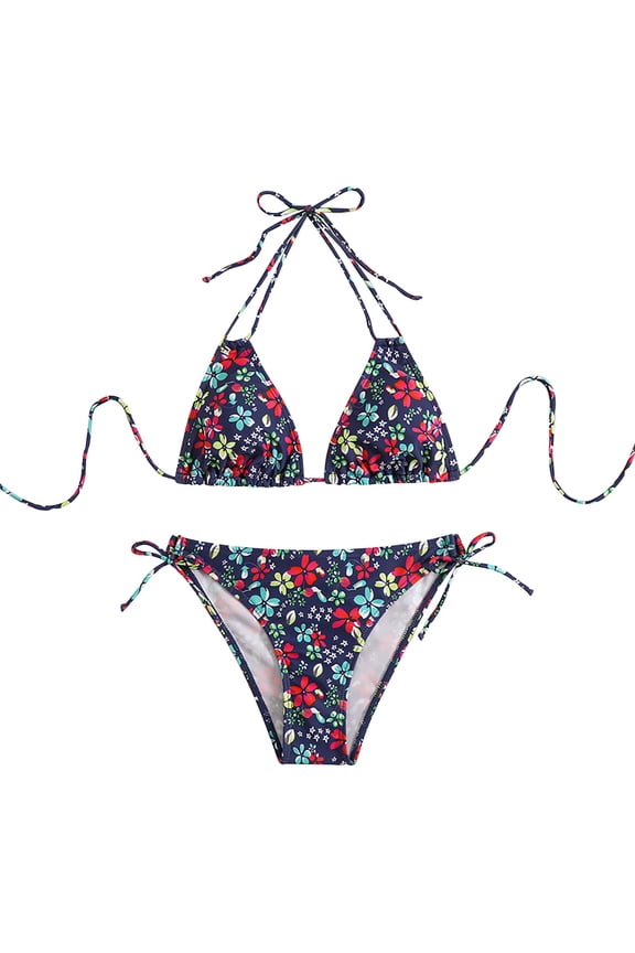 Women's Sexy Bikini Sets Ring Triangle Tie Bathing Suits 2 Piece Swimsuits