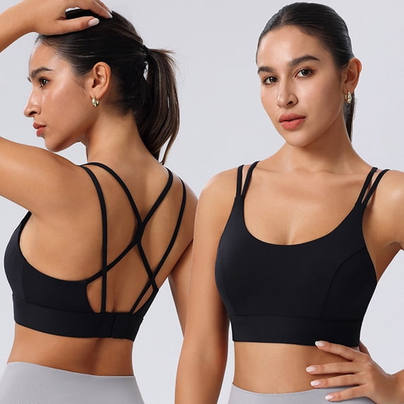WXLWZYWL Women's Solid Sports Bra Crisscross Backless Workout Top Running Quick Dry Yoga Fitness Underwear