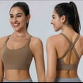 thumbnail image 1 of WXLWZYWL Women's Solid Sports Bra Crisscross Backless Workout Top Running Quick Dry Yoga Fitness Underwear, 1 of 5