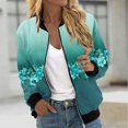 thumbnail image 1 of WXLWZYWL Women's Spring Fall Zip Up Jacket Fashion Random Print Casual Lightweight Coat without Hood, 1 of 6