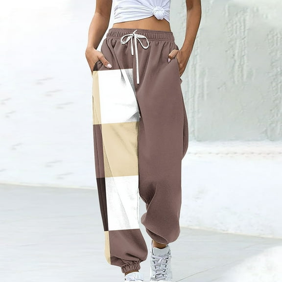 WXLWZYWL Women's Sweatpants Joggers Elastic High Waisted Drawstring Cinch Bottom Sweatpants Baggy Casual Trouser with Pockets