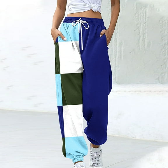 WXLWZYWL Women's Sweatpants Joggers Elastic High Waisted Drawstring Cinch Bottom Sweatpants Baggy Casual Trouser with Pockets