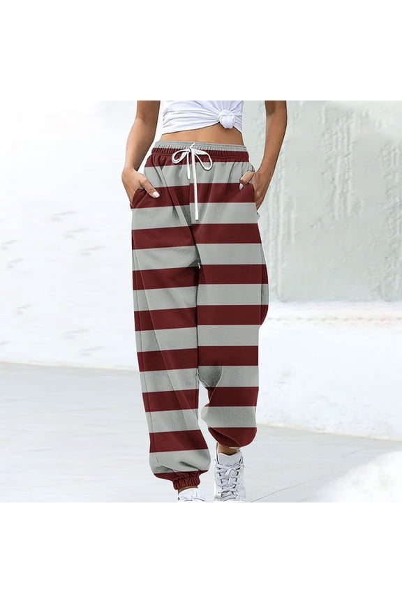 Women's Sweatpants Joggers Elastic High Waisted Drawstring Cinch Bottom Sweatpants Baggy Casual Trouser with Pockets