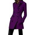 thumbnail image 1 of WXLWZYWL Women's Trench Coat Long Double Breasted Peacoat for Outerwear Trench Knee Length Lapel Coat with Belt, 1 of 6
