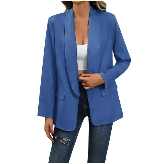 WXLWZYWL Women's Winter Blazers Jackets Dressy Casual Ribbed Long Sleeve Lapel Fashion Work Business Outerwear