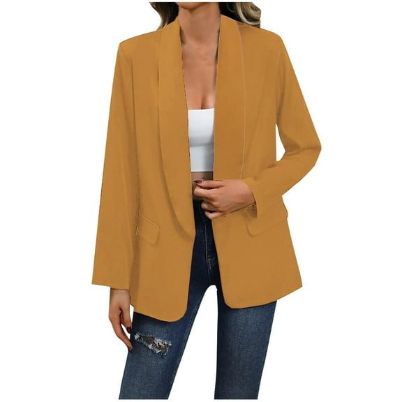 WXLWZYWL Women's Winter Blazers Jackets Dressy Casual Ribbed Long Sleeve Lapel Fashion Work Business Outerwear