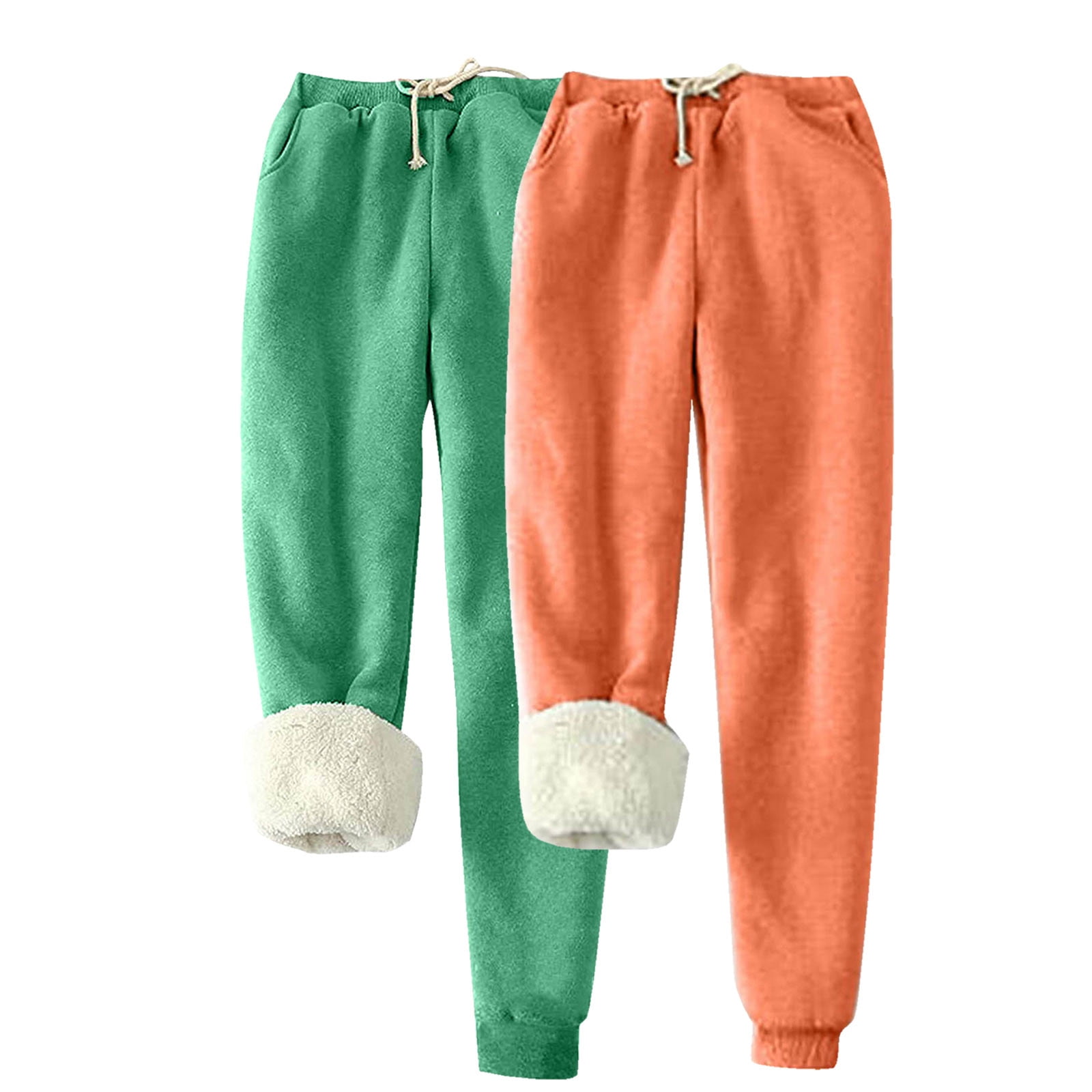WXLWZYWL Women's Winter Fleece Pants 2 PC Sherpa Lined Sweatpants ...