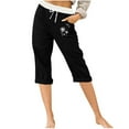 thumbnail image 1 of WXLWZYWL Womens Capri Pants Dressy Casual Elastic Waist Drawstring Cropped Trouser Trendy Printed Rolled Up Hem Joggers Sweatpants Loose Workout Sports Pants, 1 of 5