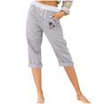 thumbnail image 1 of WXLWZYWL Womens Capri Pants Dressy Casual Elastic Waist Drawstring Cropped Trouser Trendy Printed Rolled Up Hem Joggers Sweatpants Loose Workout Sports Pants, 1 of 5