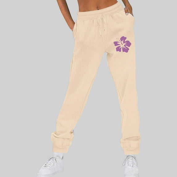 WXLWZYWL Womens Casual Baggy Fleece Sweatpants High Waisted Drawstring Solid Color Joggers Pants