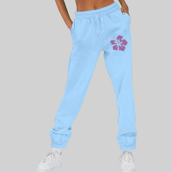 WXLWZYWL Womens Casual Baggy Fleece Sweatpants High Waisted Drawstring Solid Color Joggers Pants