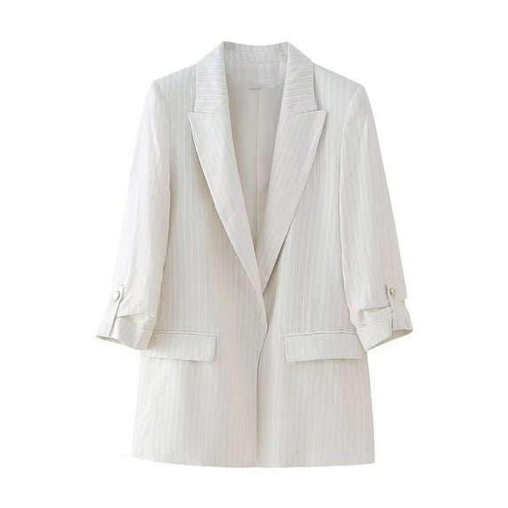 WXLWZYWL Womens Casual Blazer Jackets Roll Up Long Sleeve Open Front Work Office Business Blazers with Pockets