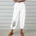 thumbnail image 1 of WXLWZYWL Womens Casual Pants Wide Leg Baggy Tapered Capri Drawstring Elastic Waist Ankle Trousers with Pockets, 1 of 4