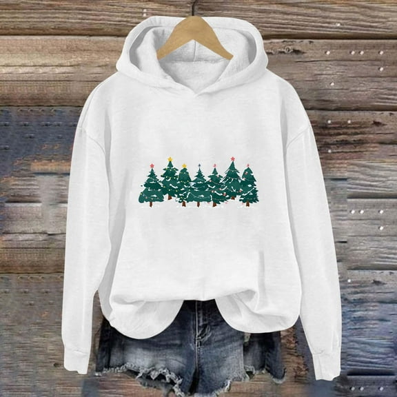WXLWZYWL Womens Christmas Sweatshirt Letter Print Graphic Sweatshirt Long Sleeve Crew Neck Winter Pullover Holiday Tops Hoodless Hoodies