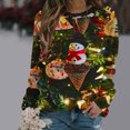 thumbnail image 1 of WXLWZYWL Womens Christmas Sweatshirts Cute Xmas Ugly 3D Graphic Print Sweaters Oversized Long Sleeve Round Neck Pullover Tops, 1 of 4
