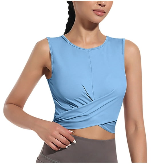 WXLWZYWL Womens Cropped Workout Tops Flowy Gym Athleric Clothes Slim Fitted Yoga Exercise Shirts