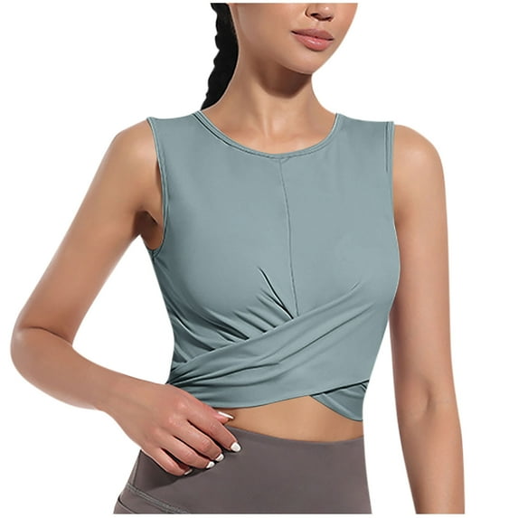 WXLWZYWL Womens Cropped Workout Tops Flowy Gym Athleric Clothes Slim Fitted Yoga Exercise Shirts