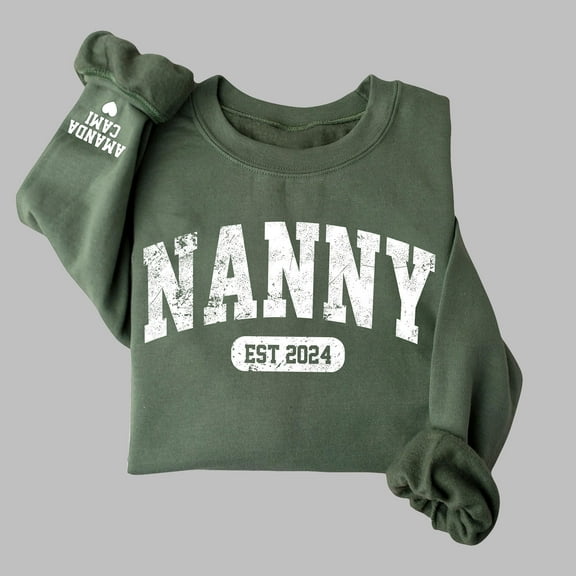 WXLWZYWL Womens Fall Sweatshirts Plus Size Nanny Letter Graphic Long Sleeve Round Neck Loose Fit Pollover Tee Tops