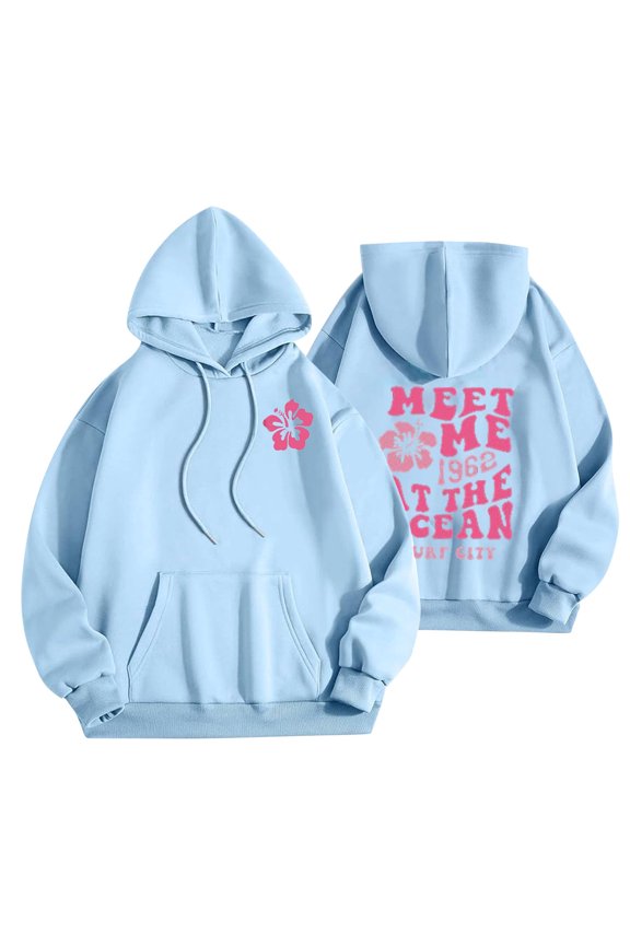 Womens Fall Tops Casual Y2K Slogan Hoodie Good Things Are Coming Sweatshirts Oversized Drop Shoulder Fleece Pullover Tops with Pockets