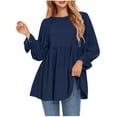thumbnail image 1 of WXLWZYWL Womens Fall Tops Dressy Casual Blouse for Women Ruffle Hem Peplum Tops Lantern Sleeve Crewneck Raglan Shirts Loose Casual Swiss Dot Flowy Shirt, 1 of 5