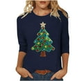thumbnail image 1 of WXLWZYWL Womens Fashion Christmas Printed T-Shirt 3/4 Sleeves Blouse Round Neck Casual Loose Tops, 1 of 6