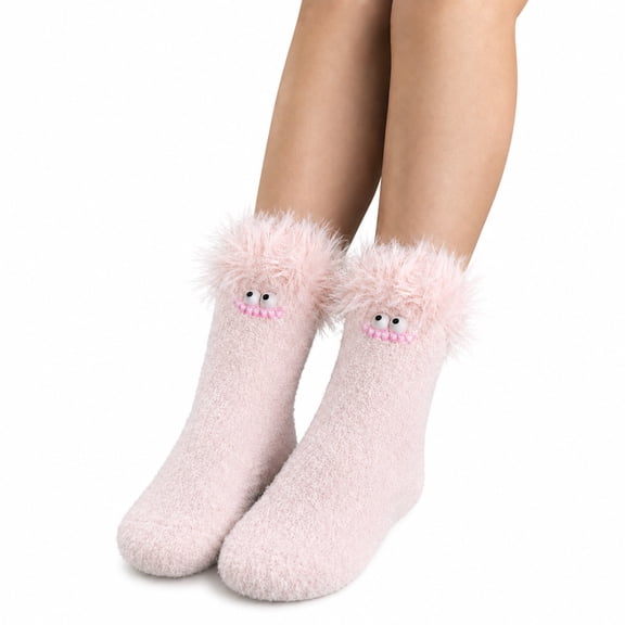 WXLWZYWL Womens Fuzzy Crew Socks, Cute Novelty Monster Socks, Warm Cozy Winter Sleep Socks for Girls Teens