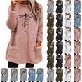 thumbnail image 1 of WXLWZYWL Womens Fuzzy Fleece Pullover Sweatshirt Long Sleeve Crew Neck Loose Fit Tunic Tops with Pockets Fall Winter Warm Tops, 1 of 6