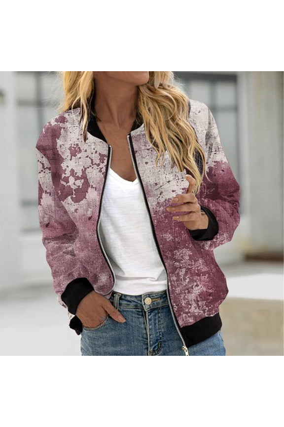 Womens Halloween Bomber Jacket Funny Spooky Ladies Coat Ghost Floral Graphic Cardigan Zip Up Long Sleeve Dressy Tops Moto Biker Windbreaker
