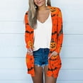 thumbnail image 1 of WXLWZYWL Womens Halloween Cardigan Plus Size Open Front Lightweight Pumkin Bat Spide Web Ghost Witch Print Blouse Cute Spooky Pattern Cardigans, 1 of 6